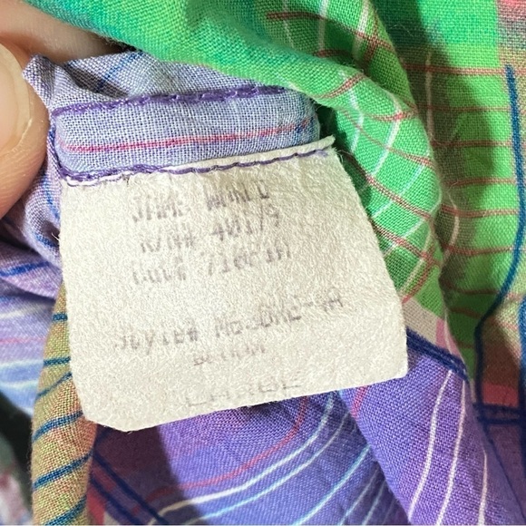 JAMS WORLD Hawaiian Shirt 80s Pop Art Bold Floral Colorful Plaid Print Large - Picture 9 of 11